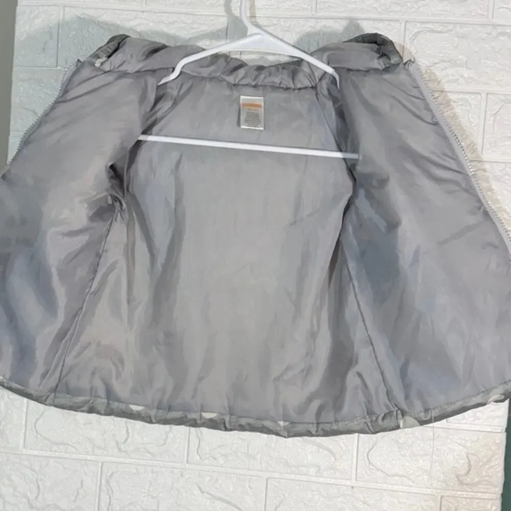 Gymboree Girls Size 4 Gray White Polka Dot Hooded Puffer Jacket